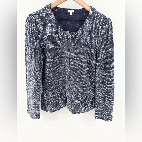 J. Crew Boucle Peplum Tweed Jacket Blue Size Small - Picture 5 of 6